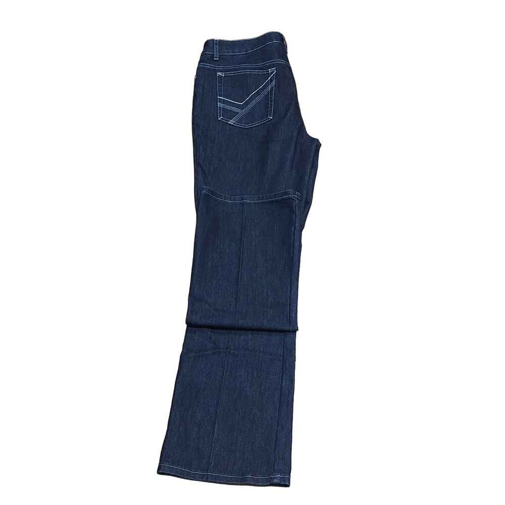 JONES SIGNATURE NEW YORK JEANS SIZE 8, 32" STRETCH, DARK WASH BLUE